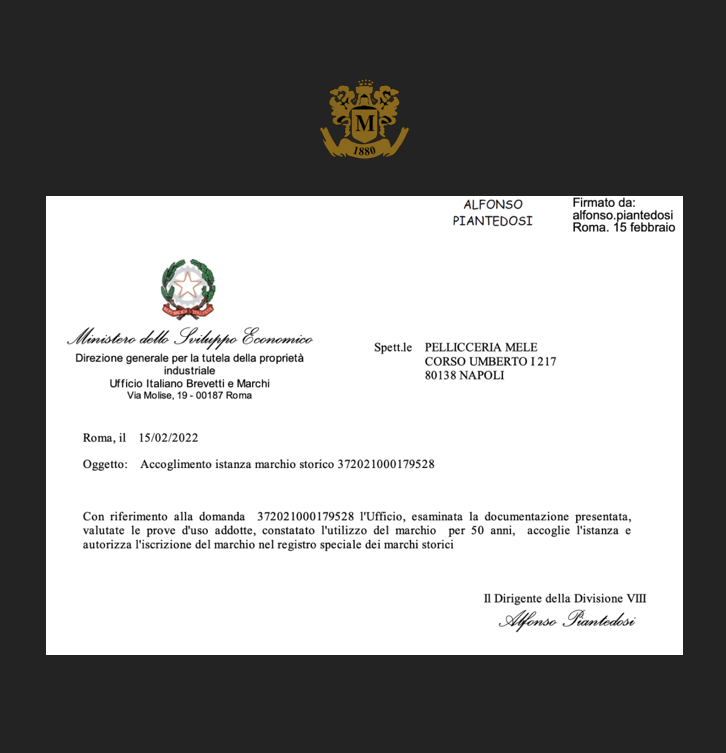 2022 — MELE ottiene il riconoscimento ufficiale di Marchio Storico.
