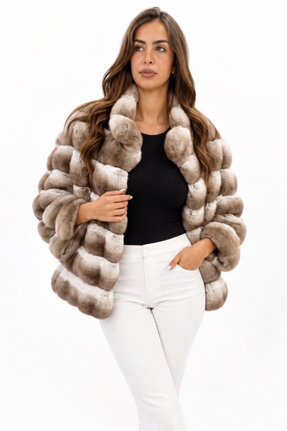 Giacca in cincillà colore beige