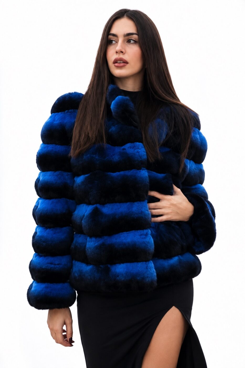 Giacca in cincillà colore blu